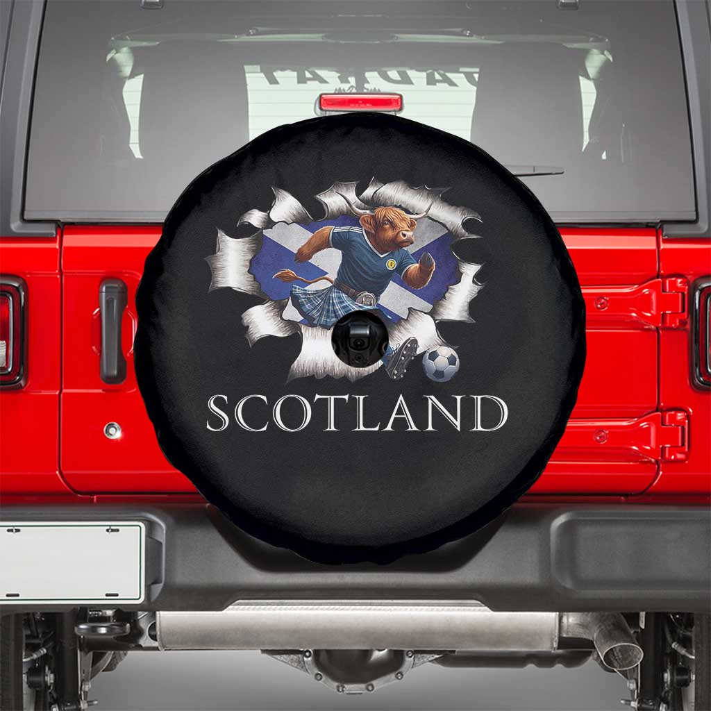 Funny Highland Cow in Kilt Footballer Spare Tire Cover We'll Be Coming Scottish Pride Football Fans TS02 Black Print Your Wear
