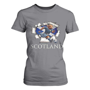 Funny Highland Cow in Kilt Footballer T Shirt For Women We'll Be Coming Scottish Pride Football Fans TS02 Charcoal Print Your Wear
