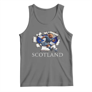 Funny Highland Cow in Kilt Footballer Tank Top We'll Be Coming Scottish Pride Football Fans TS02 Black Heather Print Your Wear