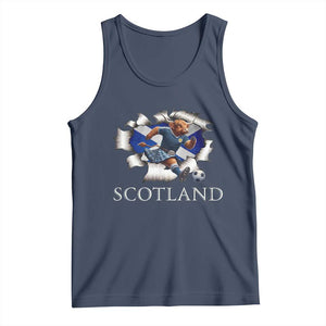 Funny Highland Cow in Kilt Footballer Tank Top We'll Be Coming Scottish Pride Football Fans TS02 Navy Print Your Wear