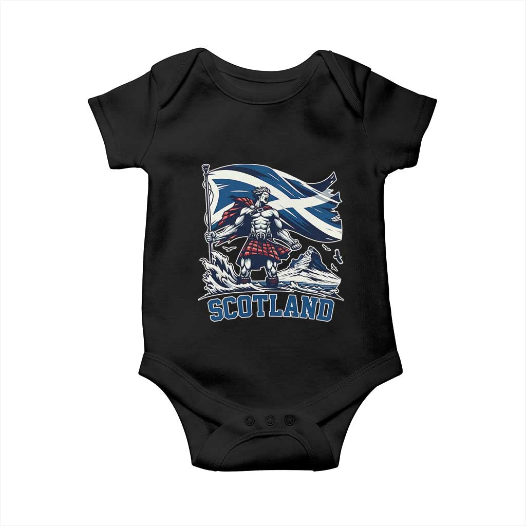Scottish Warrior Baby Onesie Brave Highland Hero Scotland Flag TS02 Black Print Your Wear