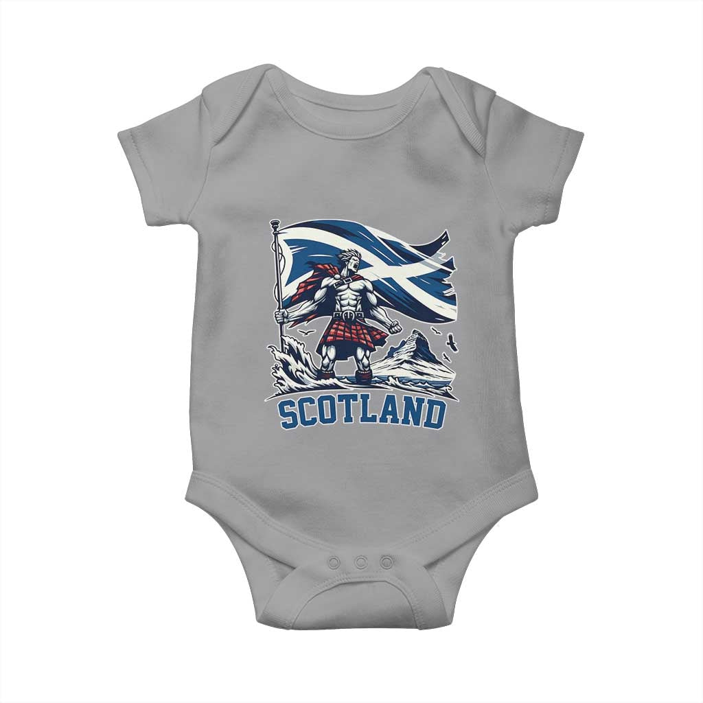 Scottish Warrior Baby Onesie Brave Highland Hero Scotland Flag TS02 Sport Gray Print Your Wear