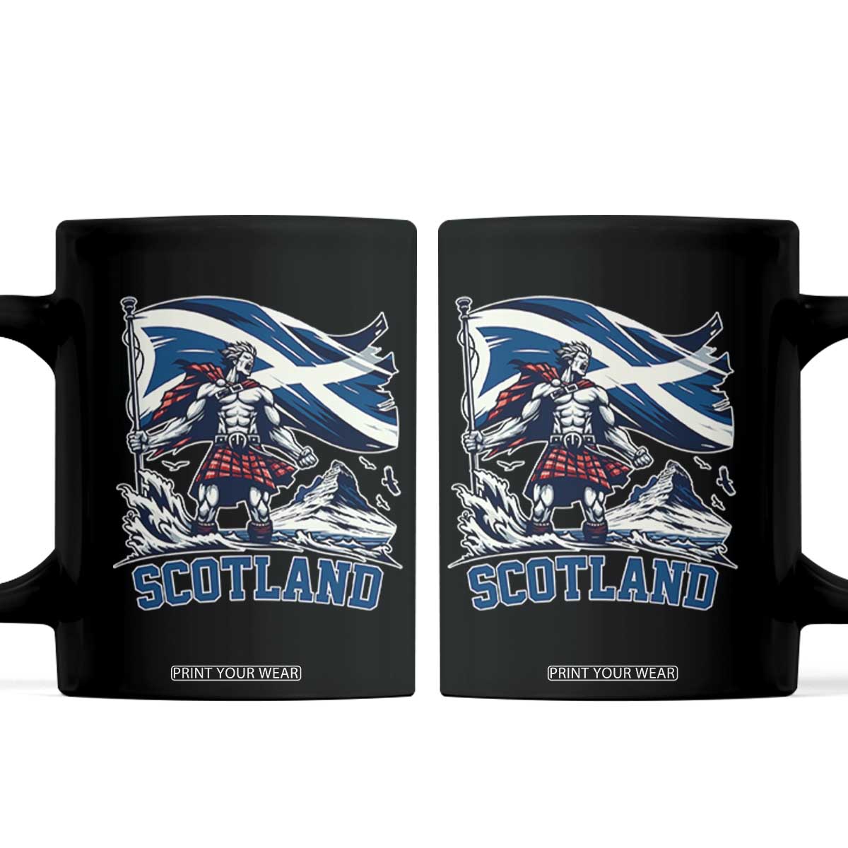 Scottish Warrior Coffee Mug Brave Highland Hero Scotland Flag TS02 Black Print Your Wear