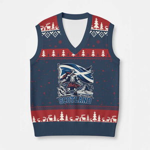 Scottish Warrior V-Neck Knit Sweater Vest Brave Highland Hero Scotland Flag TS02 Navy Red Print Your Wear