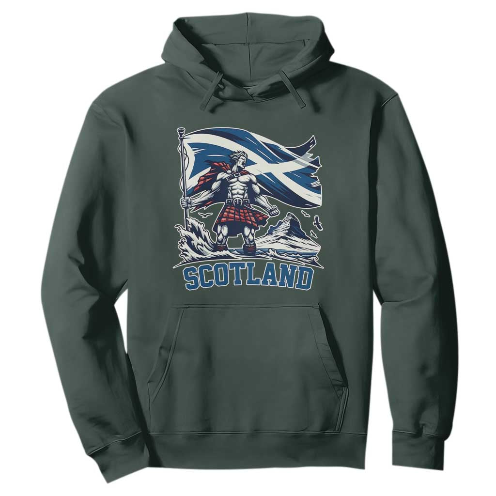 Scottish Warrior Hoodie Brave Highland Hero Scotland Flag TS02 Dark Forest Green Print Your Wear