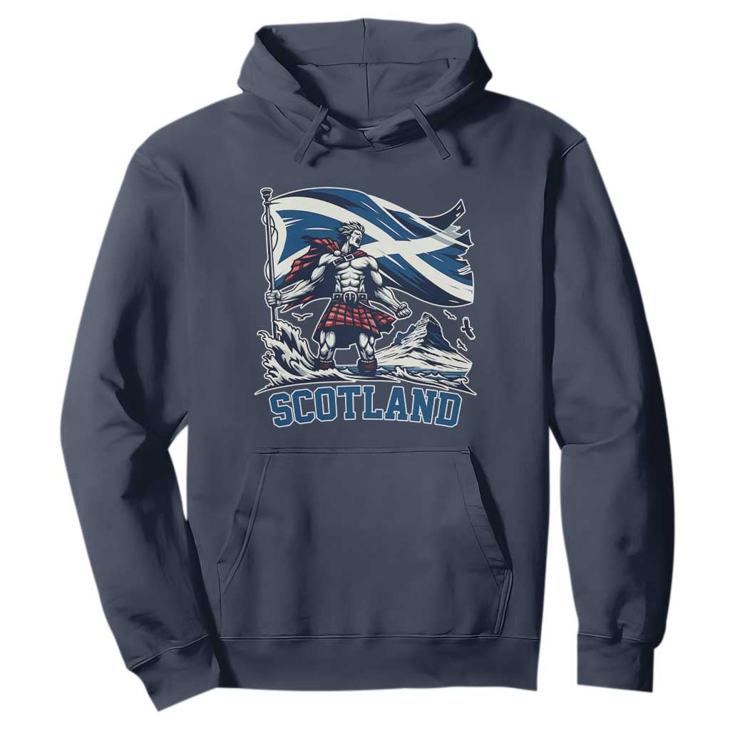 Scottish Warrior Hoodie Brave Highland Hero Scotland Flag TS02 Navy Print Your Wear