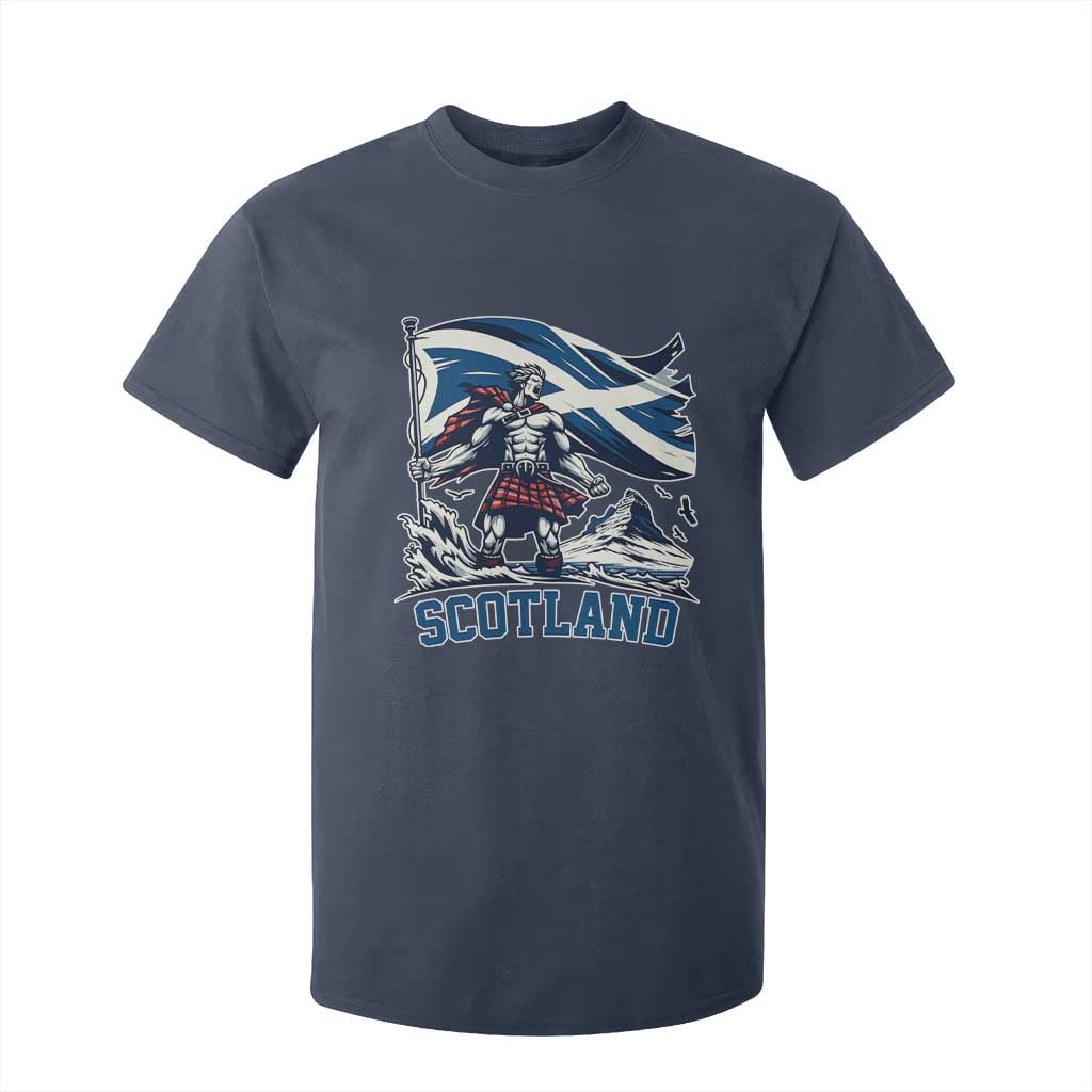 Scottish Warrior T Shirt For Kid Brave Highland Hero Scotland Flag TS02 Navy Print Your Wear