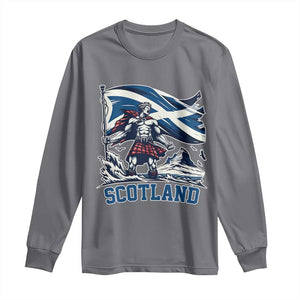 Scottish Warrior Long Sleeve Shirt Brave Highland Hero Scotland Flag TS02 Charcoal Print Your Wear