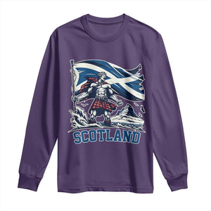 Scottish Warrior Long Sleeve Shirt Brave Highland Hero Scotland Flag TS02 Purple Print Your Wear