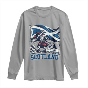 Scottish Warrior Long Sleeve Shirt Brave Highland Hero Scotland Flag TS02 Sport Gray Print Your Wear