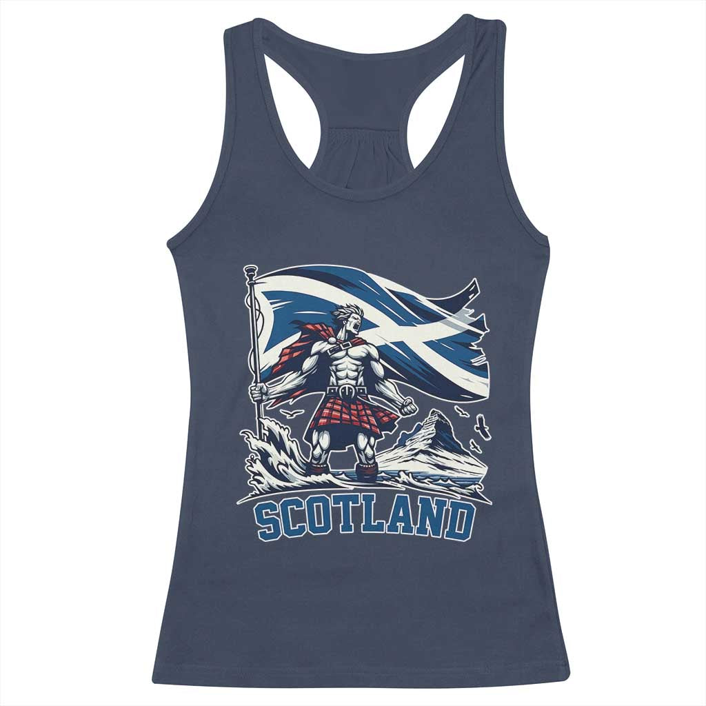Scottish Warrior Racerback Tank Top Brave Highland Hero Scotland Flag TS02 Navy Print Your Wear