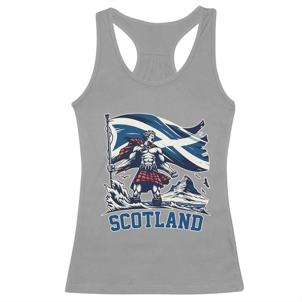 Scottish Warrior Racerback Tank Top Brave Highland Hero Scotland Flag TS02 Sport Gray Print Your Wear