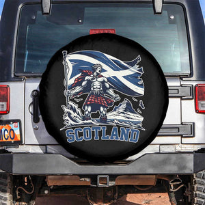 Scottish Warrior Spare Tire Cover Brave Highland Hero Scotland Flag TS02 No hole Black Print Your Wear