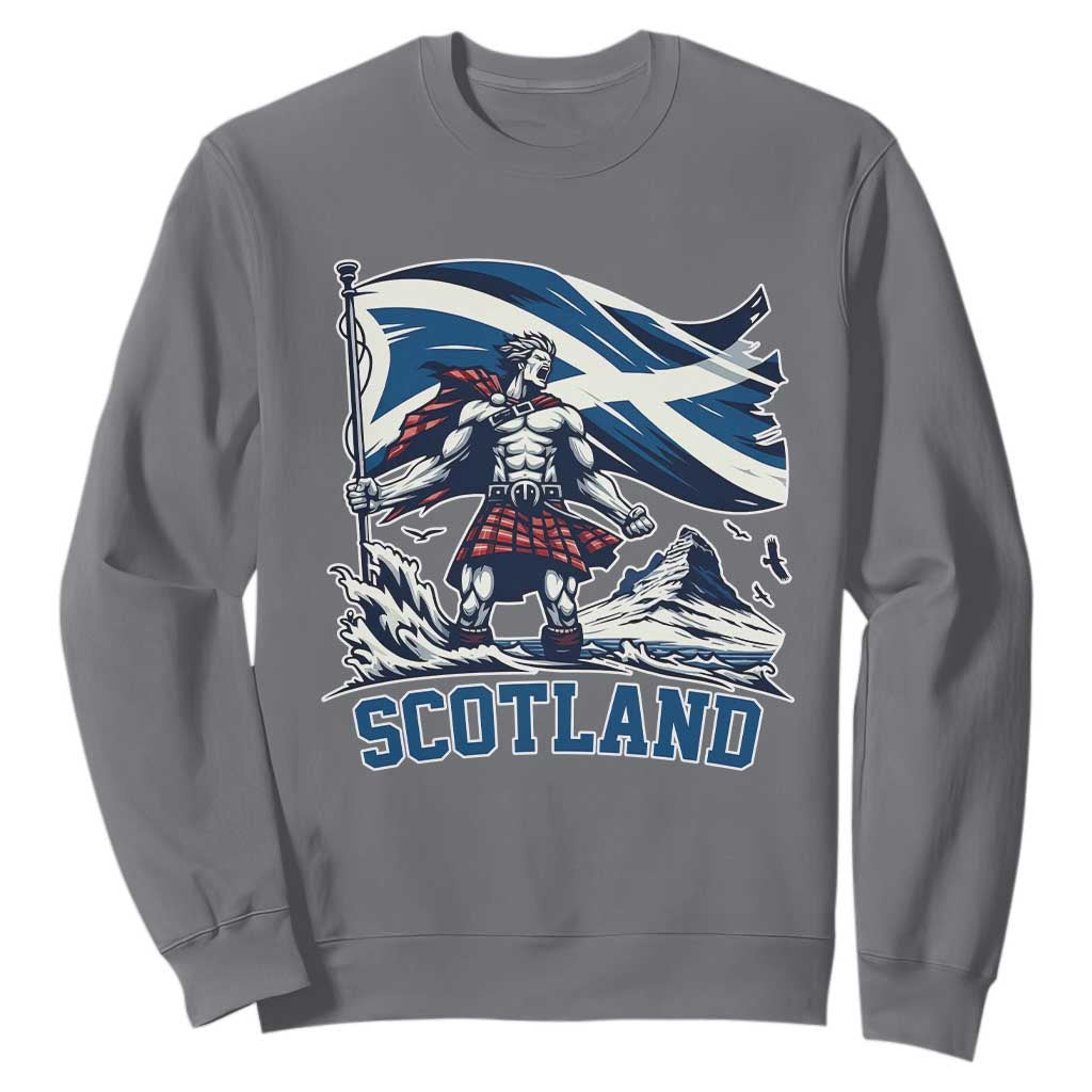 Scottish Warrior Sweatshirt Brave Highland Hero Scotland Flag TS02 Charcoal Print Your Wear