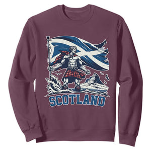 Scottish Warrior Sweatshirt Brave Highland Hero Scotland Flag TS02 Maroon Print Your Wear