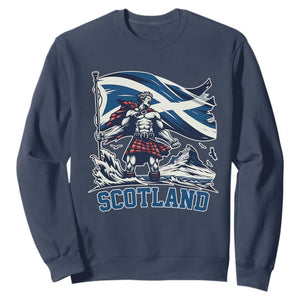 Scottish Warrior Sweatshirt Brave Highland Hero Scotland Flag TS02 Navy Print Your Wear