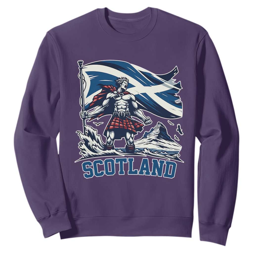 Scottish Warrior Sweatshirt Brave Highland Hero Scotland Flag TS02 Purple Print Your Wear