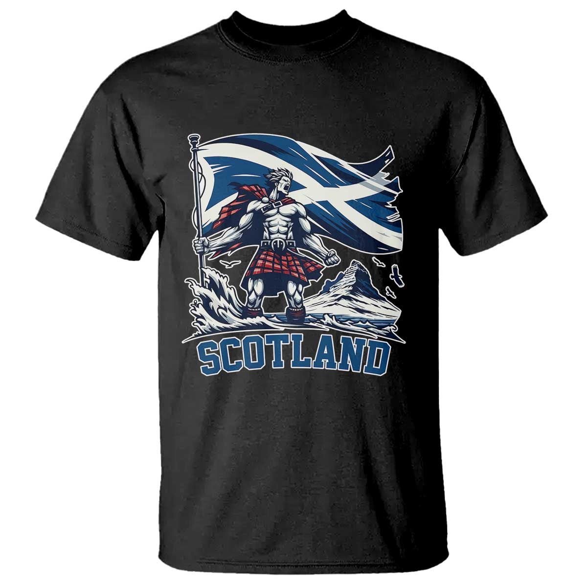 Scottish Warrior T Shirt Brave Highland Hero Scotland Flag TS02 Black Print Your Wear