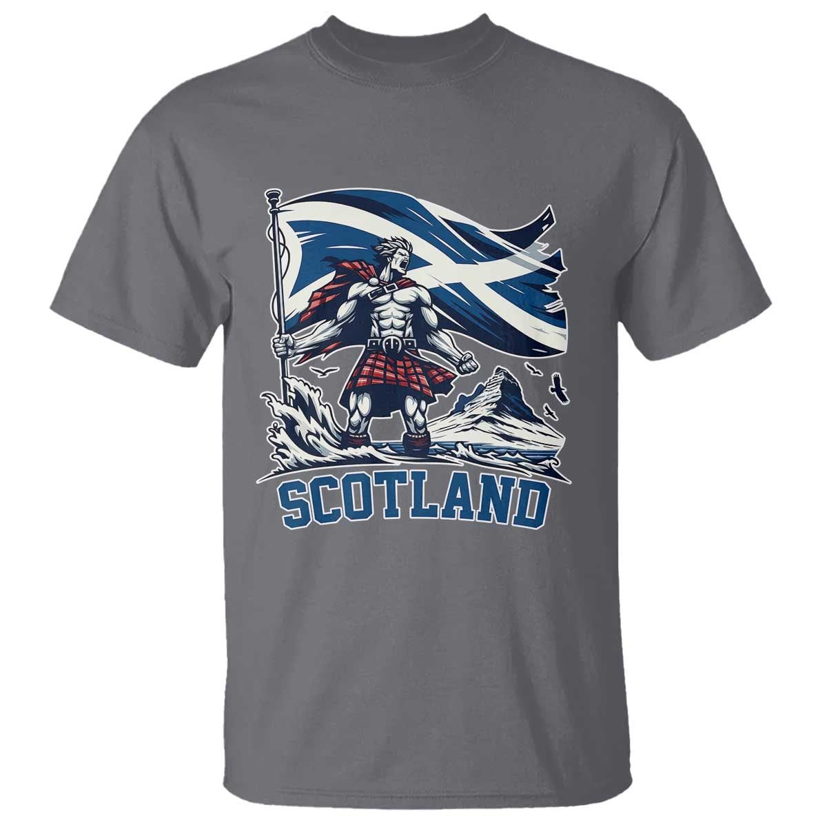 Scottish Warrior T Shirt Brave Highland Hero Scotland Flag TS02 Charcoal Print Your Wear