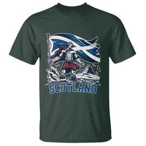 Scottish Warrior T Shirt Brave Highland Hero Scotland Flag TS02 Dark Forest Green Print Your Wear