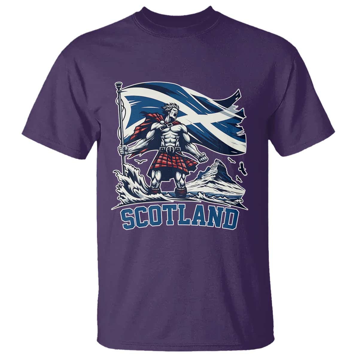 Scottish Warrior T Shirt Brave Highland Hero Scotland Flag TS02 Purple Print Your Wear