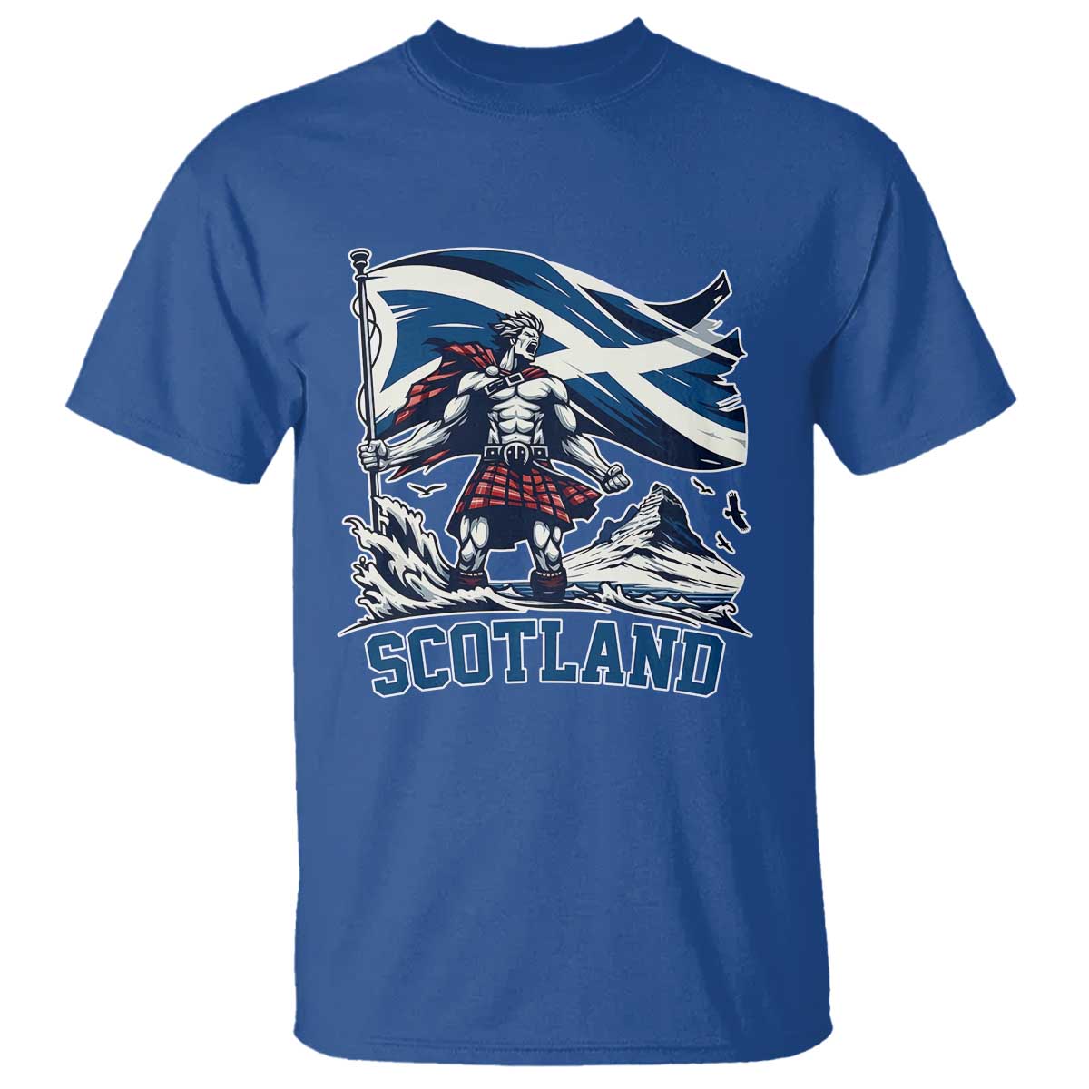 Scottish Warrior T Shirt Brave Highland Hero Scotland Flag TS02 Royal Blue Print Your Wear