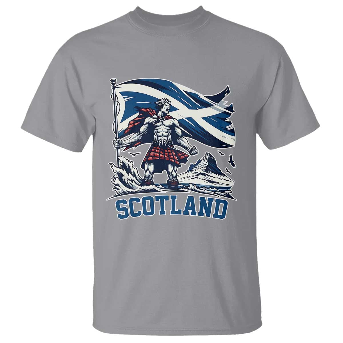 Scottish Warrior T Shirt Brave Highland Hero Scotland Flag TS02 Sport Gray Print Your Wear