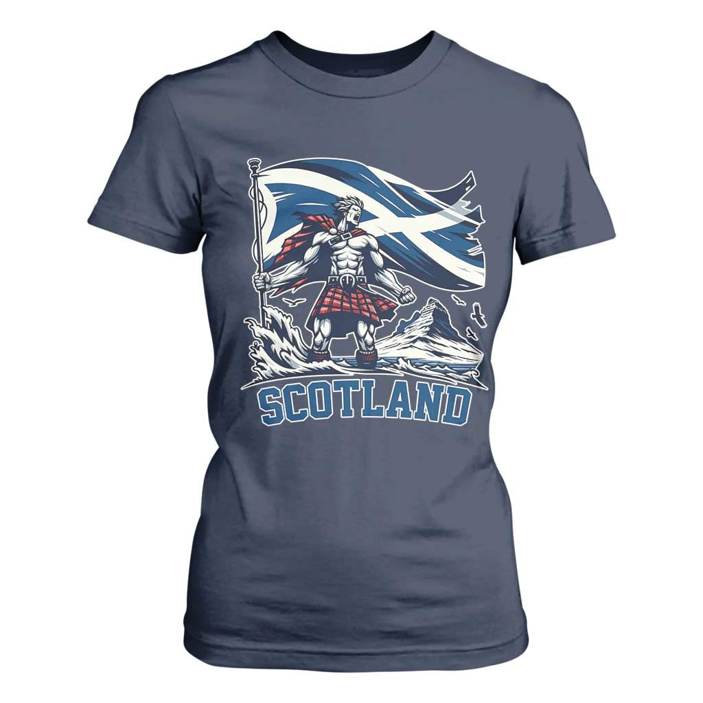 Scottish Warrior T Shirt For Women Brave Highland Hero Scotland Flag TS02 Navy Print Your Wear