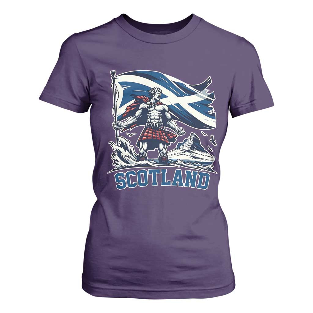 Scottish Warrior T Shirt For Women Brave Highland Hero Scotland Flag TS02 Purple Print Your Wear