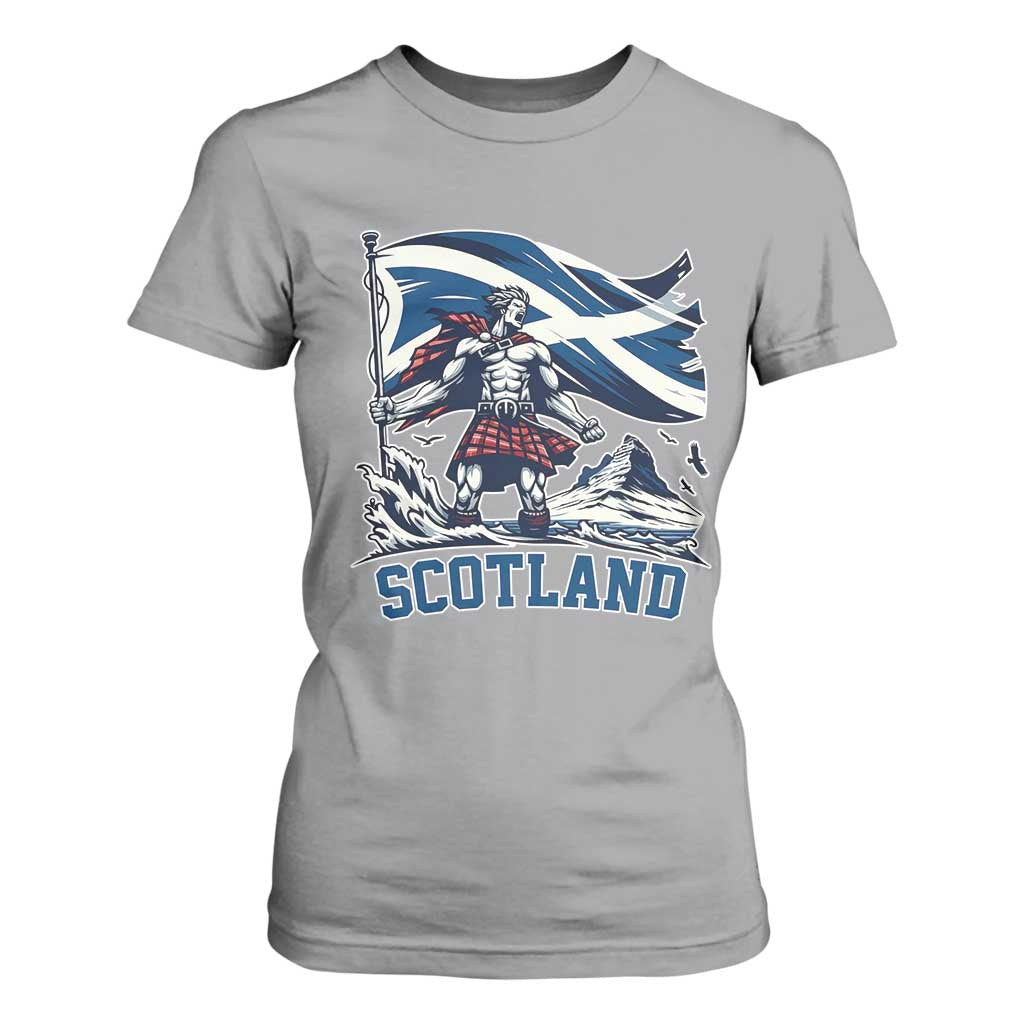 Scottish Warrior T Shirt For Women Brave Highland Hero Scotland Flag TS02 Sport Gray Print Your Wear