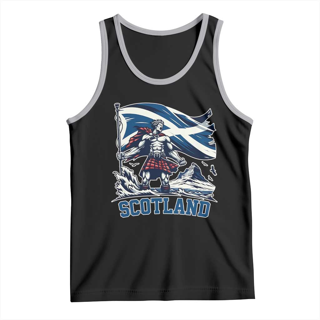Scottish Warrior Tank Top Brave Highland Hero Scotland Flag TS02 Black Athletic Heather Print Your Wear