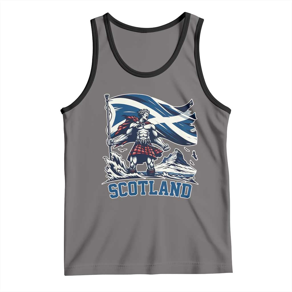 Scottish Warrior Tank Top Brave Highland Hero Scotland Flag TS02 Deep Heather Black Print Your Wear