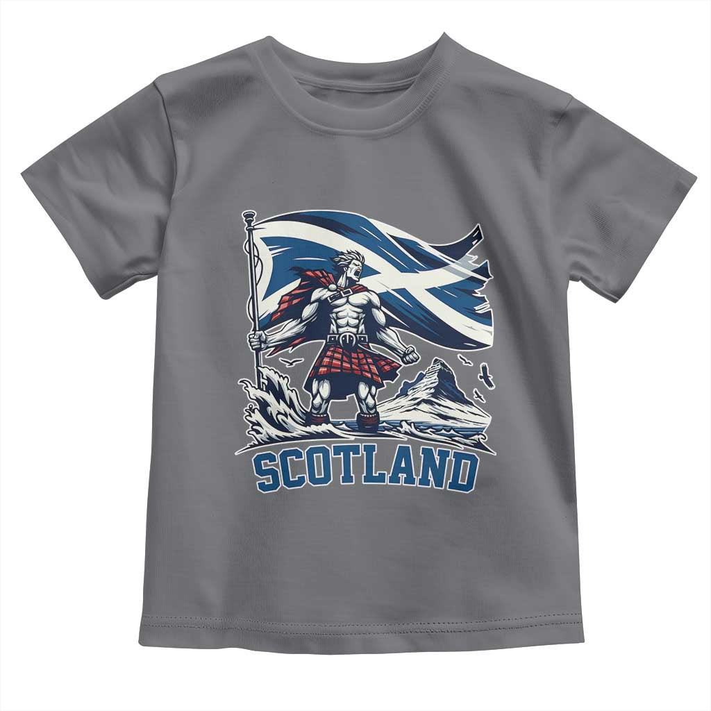 Scottish Warrior Toddler T Shirt Brave Highland Hero Scotland Flag TS02 Charcoal Print Your Wear