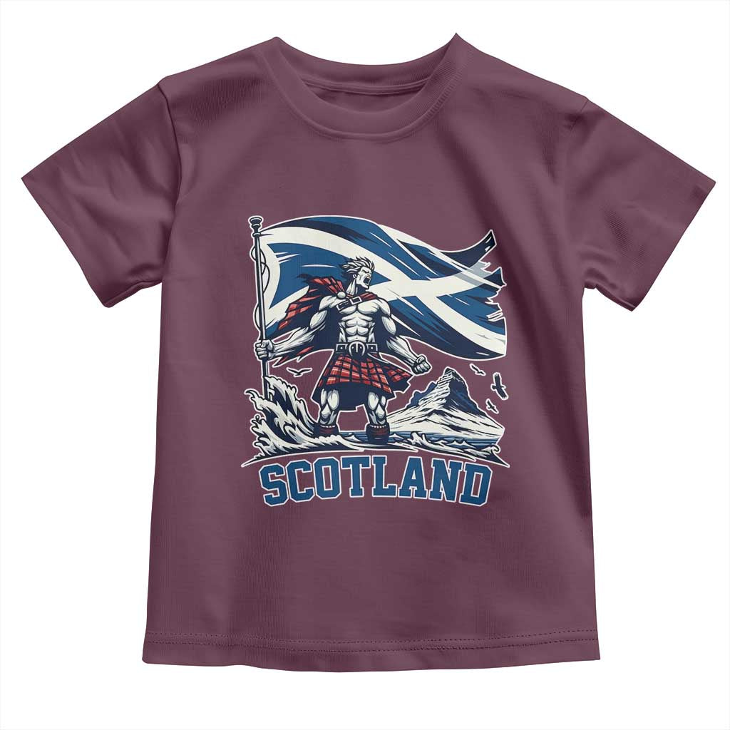 Scottish Warrior Toddler T Shirt Brave Highland Hero Scotland Flag TS02 Maroon Print Your Wear