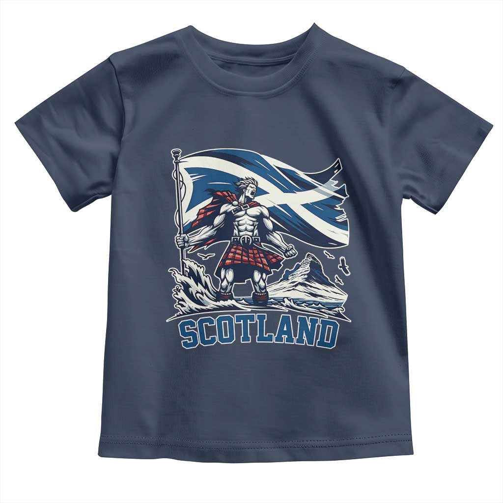 Scottish Warrior Toddler T Shirt Brave Highland Hero Scotland Flag TS02 Navy Print Your Wear