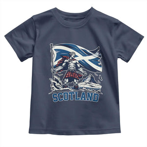 Scottish Warrior Toddler T Shirt Brave Highland Hero Scotland Flag TS02 Navy Print Your Wear