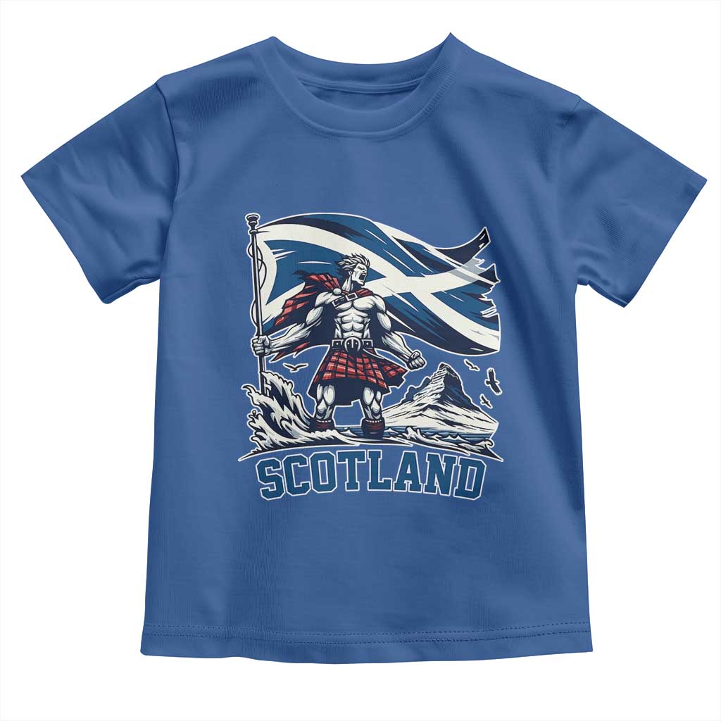 Scottish Warrior Toddler T Shirt Brave Highland Hero Scotland Flag TS02 Royal Blue Print Your Wear