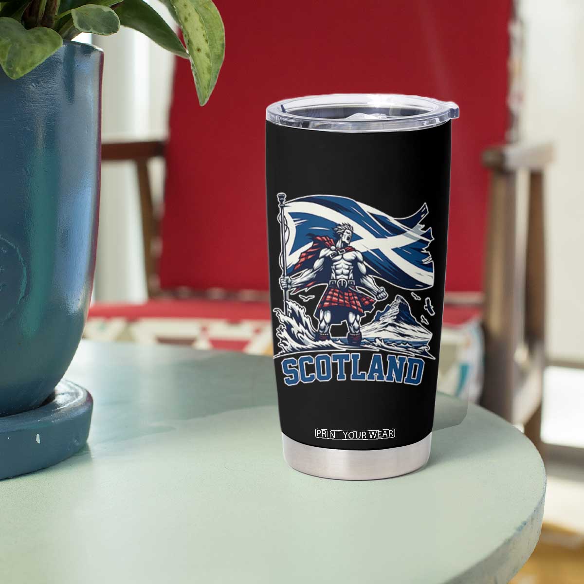 Scottish Warrior Tumbler Cup Brave Highland Hero Scotland Flag TS02 Print Your Wear