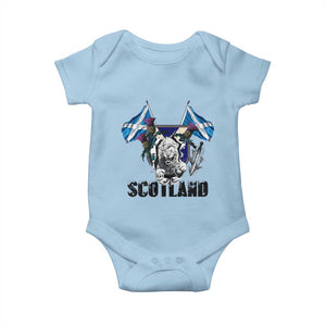 Roaring Scottish Lion Crest Baby Onesie Thistle Scotland Flag Emblem for Brave Highlanders TS02 Light Blue Print Your Wear