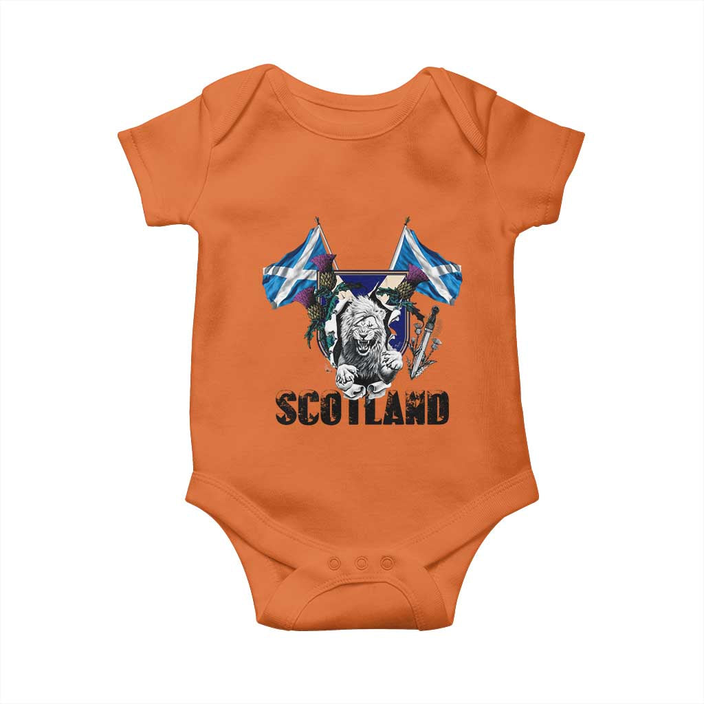 Roaring Scottish Lion Crest Baby Onesie Thistle Scotland Flag Emblem for Brave Highlanders TS02 Orange Print Your Wear