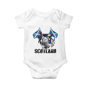 Roaring Scottish Lion Crest Baby Onesie Thistle Scotland Flag Emblem for Brave Highlanders TS02 White Print Your Wear