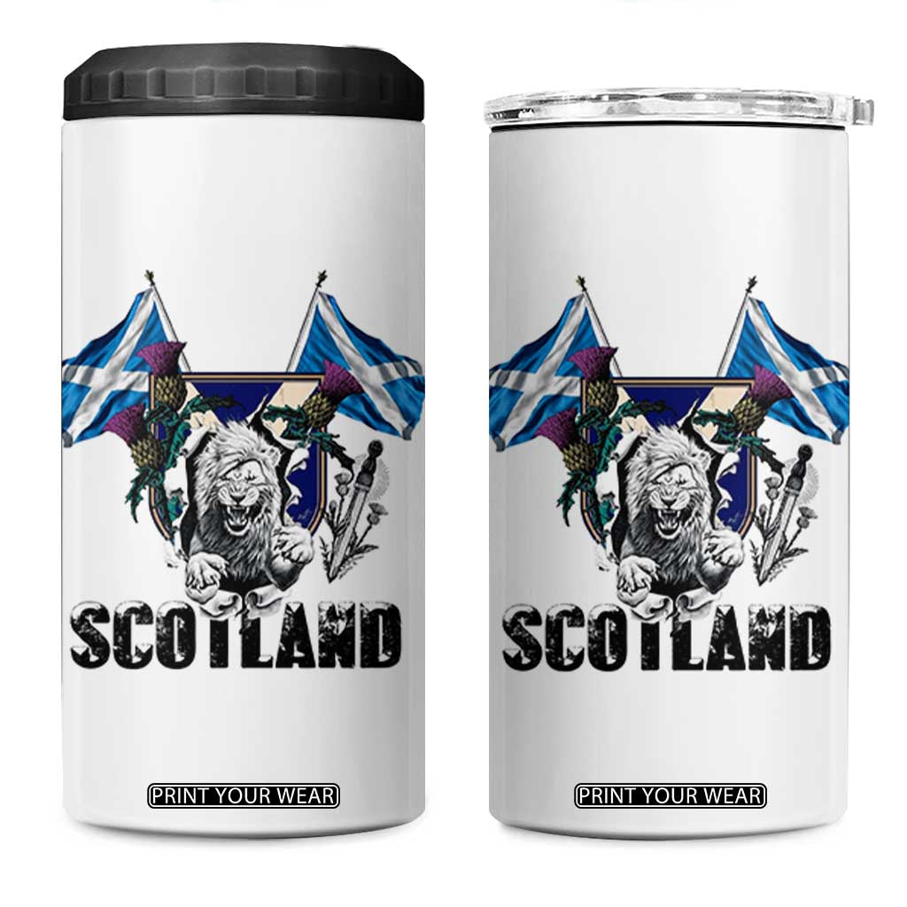 Roaring Scottish Lion Crest 4 in 1 Can Cooler Tumbler Thistle Scotland Flag Emblem for Brave Highlanders TS02 One Size: 16 oz White Print Your Wear