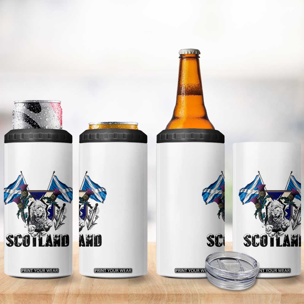 Roaring Scottish Lion Crest 4 in 1 Can Cooler Tumbler Thistle Scotland Flag Emblem for Brave Highlanders TS02 Print Your Wear