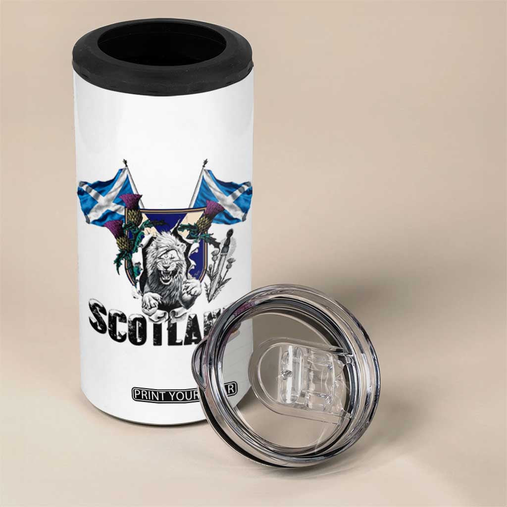 Roaring Scottish Lion Crest 4 in 1 Can Cooler Tumbler Thistle Scotland Flag Emblem for Brave Highlanders TS02 Print Your Wear