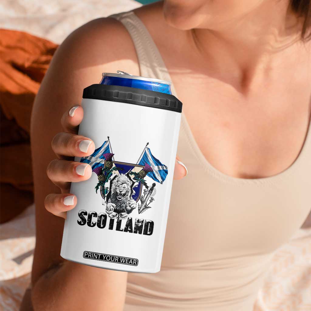 Roaring Scottish Lion Crest 4 in 1 Can Cooler Tumbler Thistle Scotland Flag Emblem for Brave Highlanders TS02 Print Your Wear