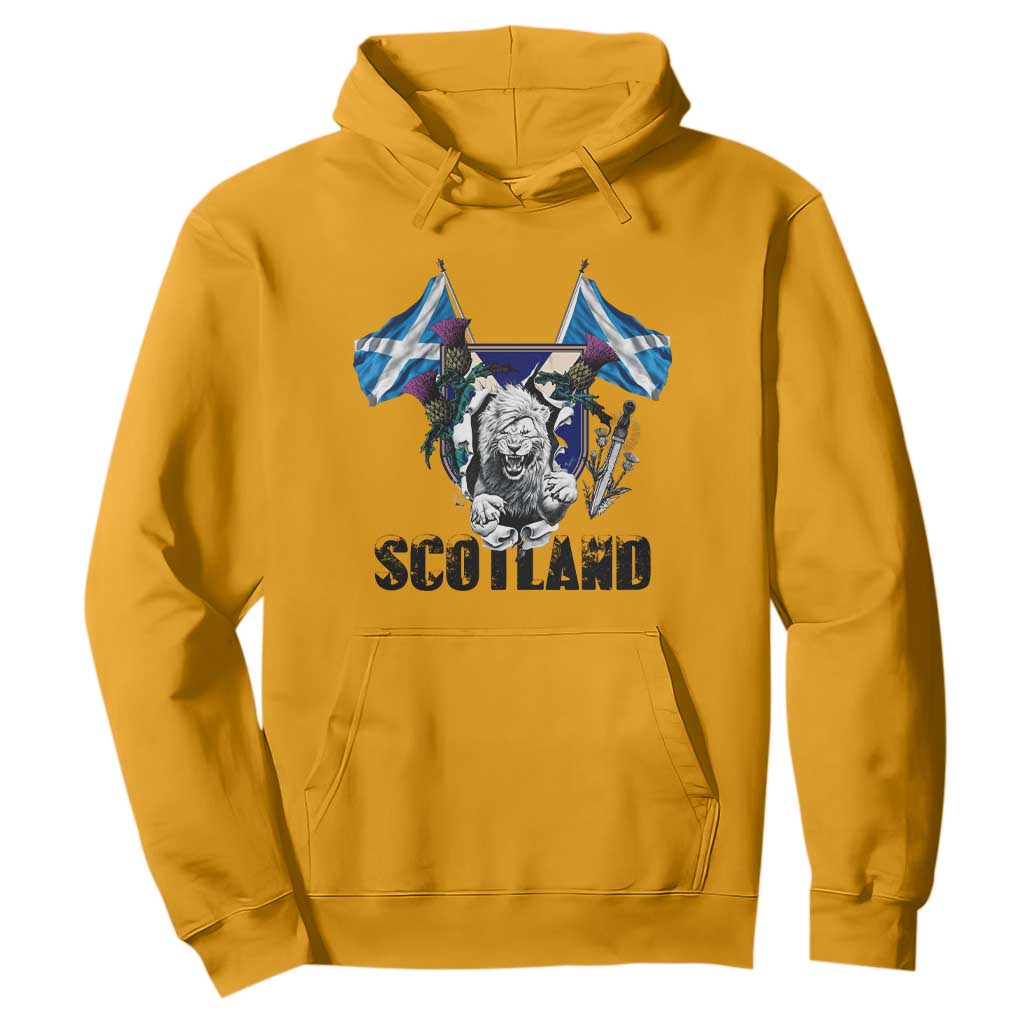 Roaring Scottish Lion Crest Hoodie Thistle Scotland Flag Emblem for Brave Highlanders TS02 Gold Print Your Wear