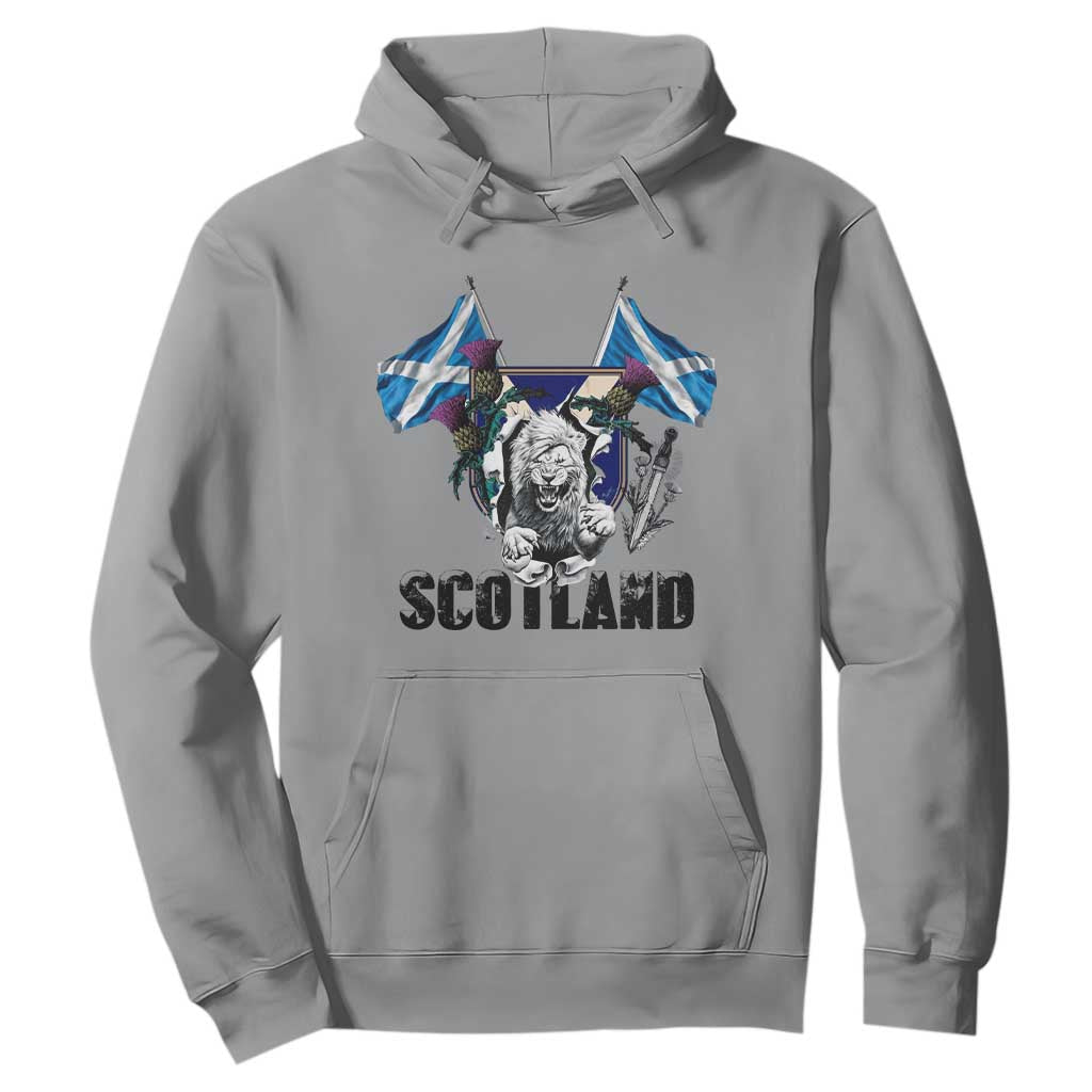 Roaring Scottish Lion Crest Hoodie Thistle Scotland Flag Emblem for Brave Highlanders TS02 Sport Gray Print Your Wear