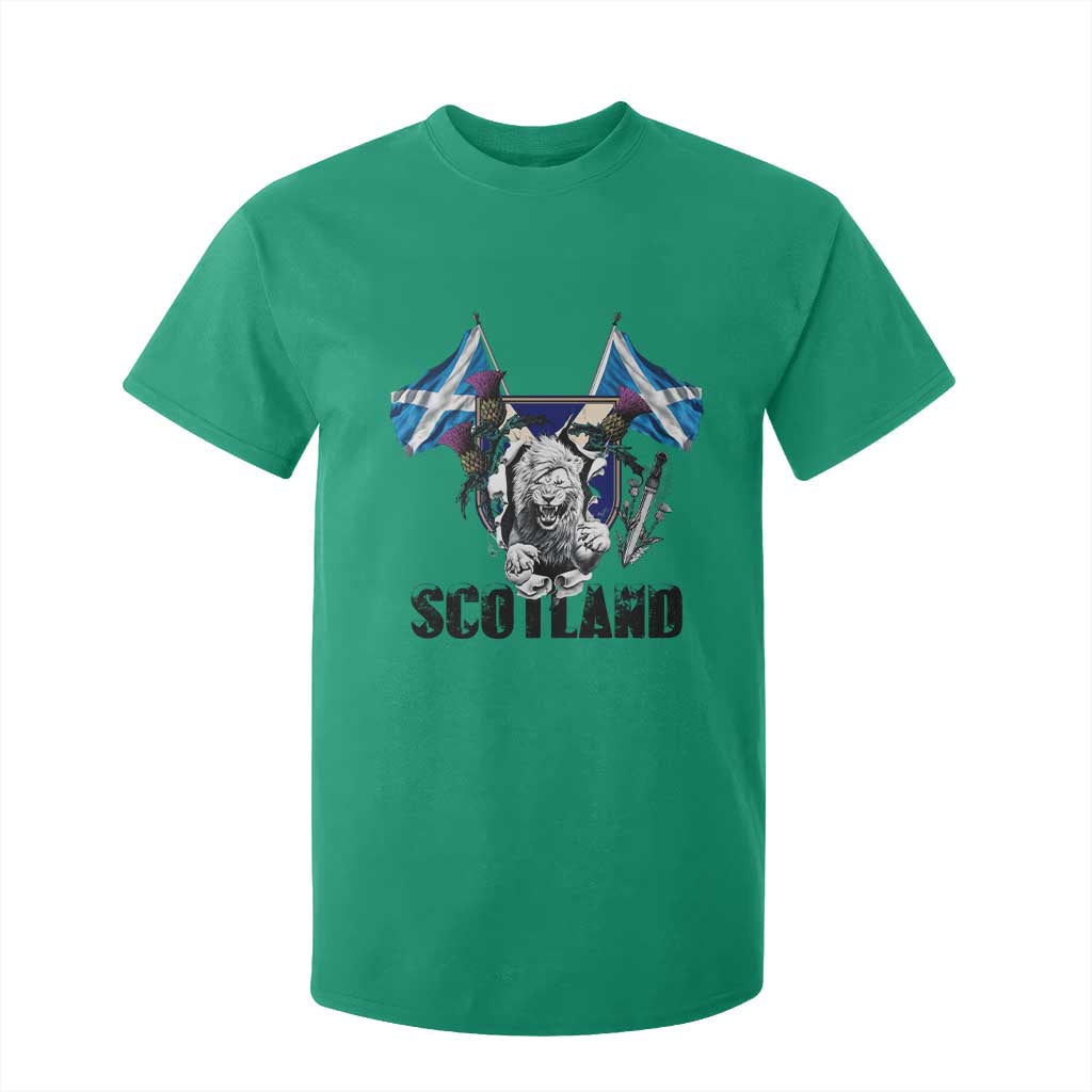 Roaring Scottish Lion Crest T Shirt For Kid Thistle Scotland Flag Emblem for Brave Highlanders TS02 Irish Green Print Your Wear