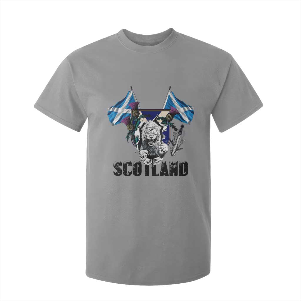 Roaring Scottish Lion Crest T Shirt For Kid Thistle Scotland Flag Emblem for Brave Highlanders TS02 Sport Gray Print Your Wear