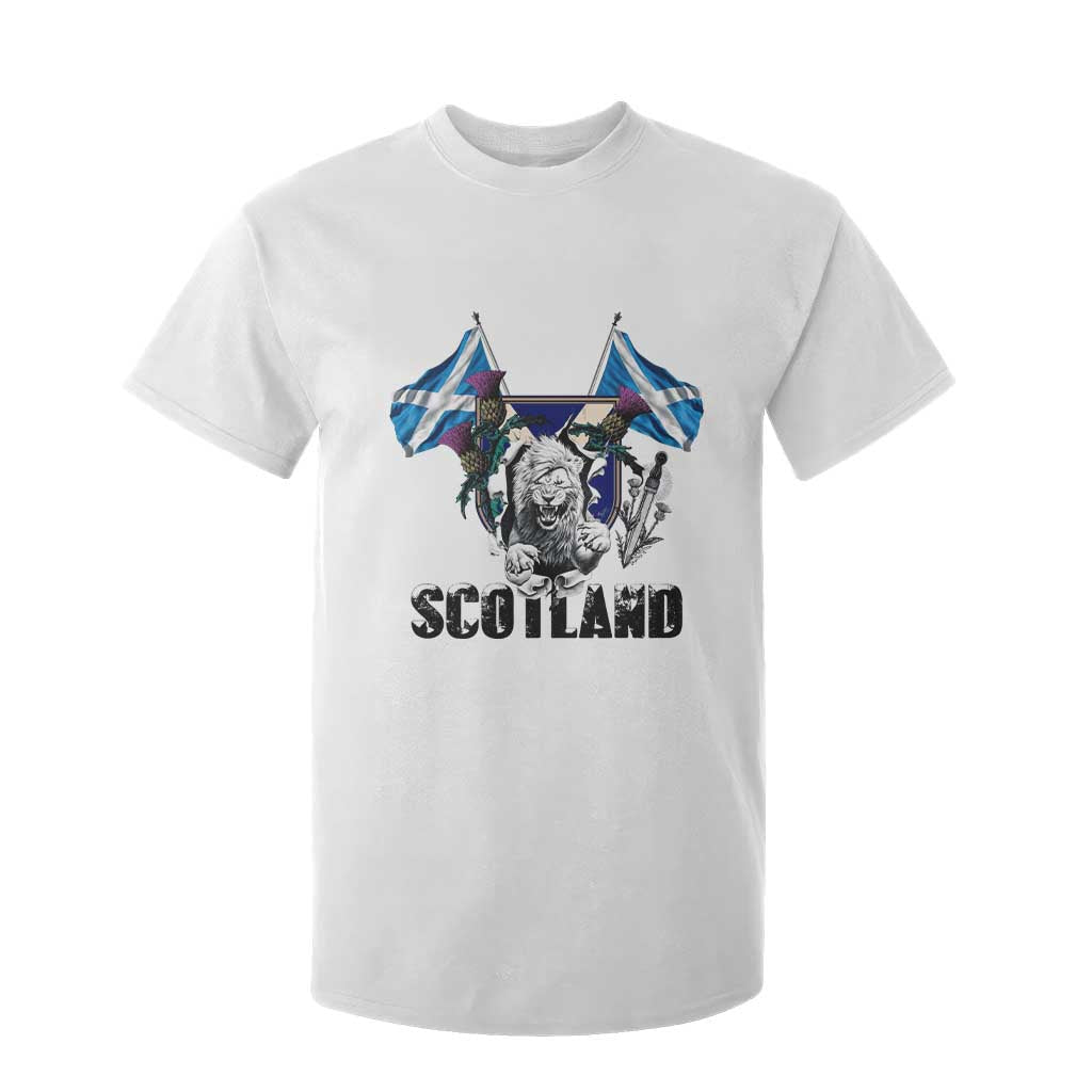 Roaring Scottish Lion Crest T Shirt For Kid Thistle Scotland Flag Emblem for Brave Highlanders TS02 White Print Your Wear